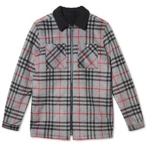 WESC Liam Plaid Fleece-Lined Full-Zip Shirt Jacket Unisex NWT